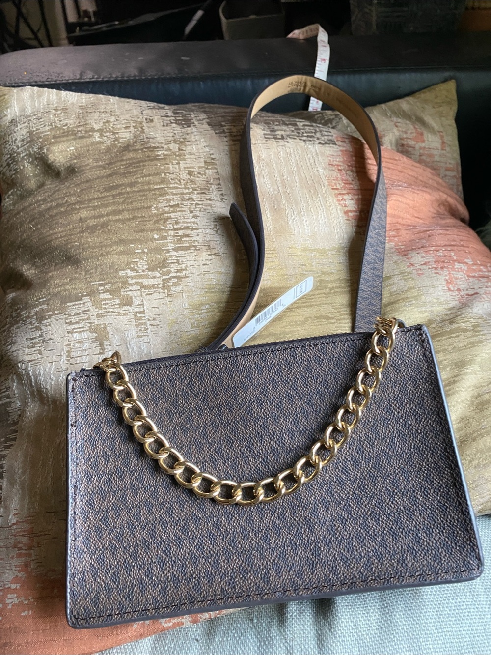 Michael by MK Brown Belt bag Bag with Gold Chain Accent